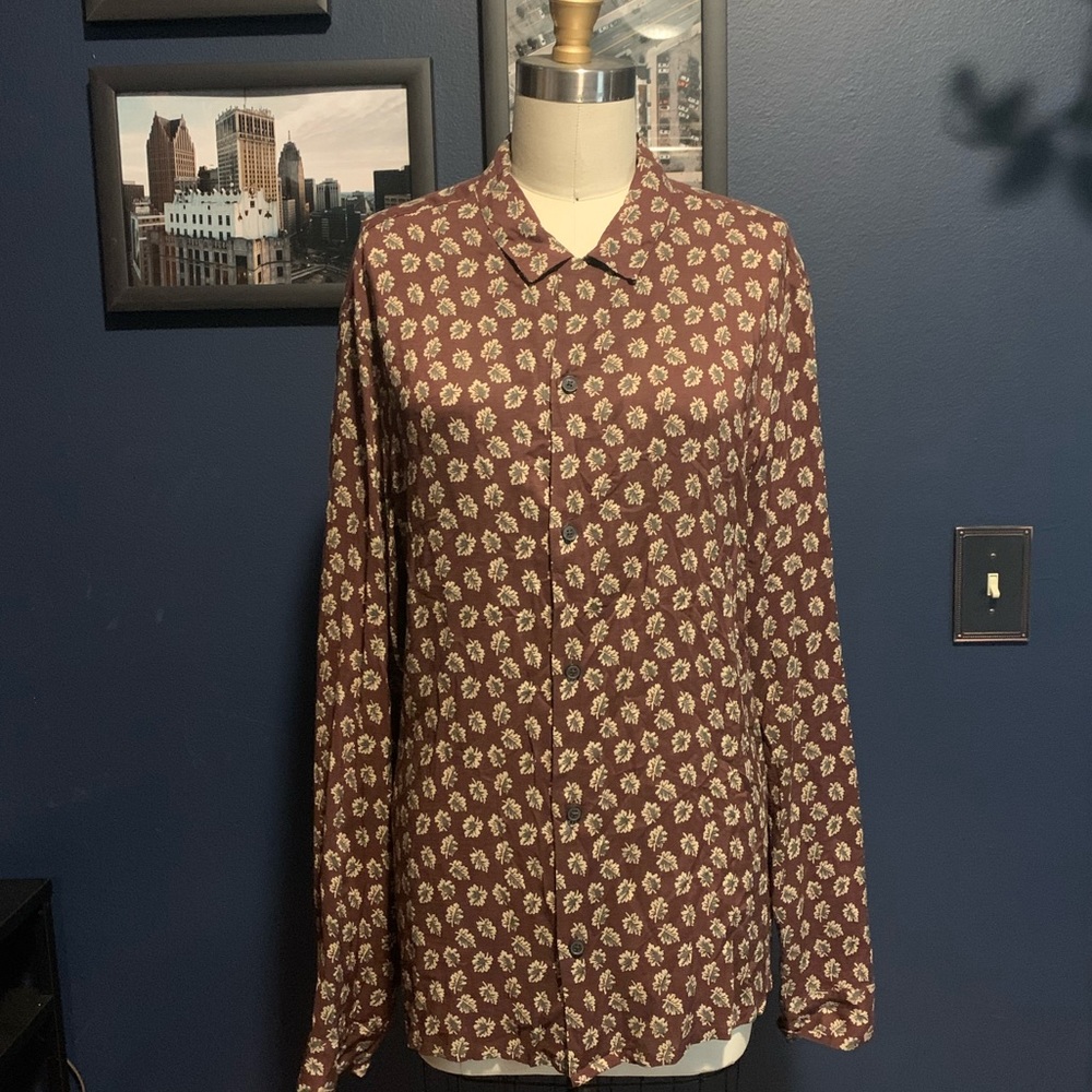 all saints serrate long sleeve shirt in oxblood